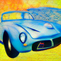 generated: a painting of a sport car in the style of Monet #7